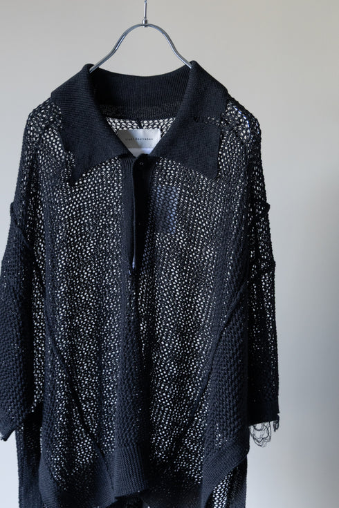 【Licht Bestreben】"クラッシュドメッシュニットポロショートスリーブ"